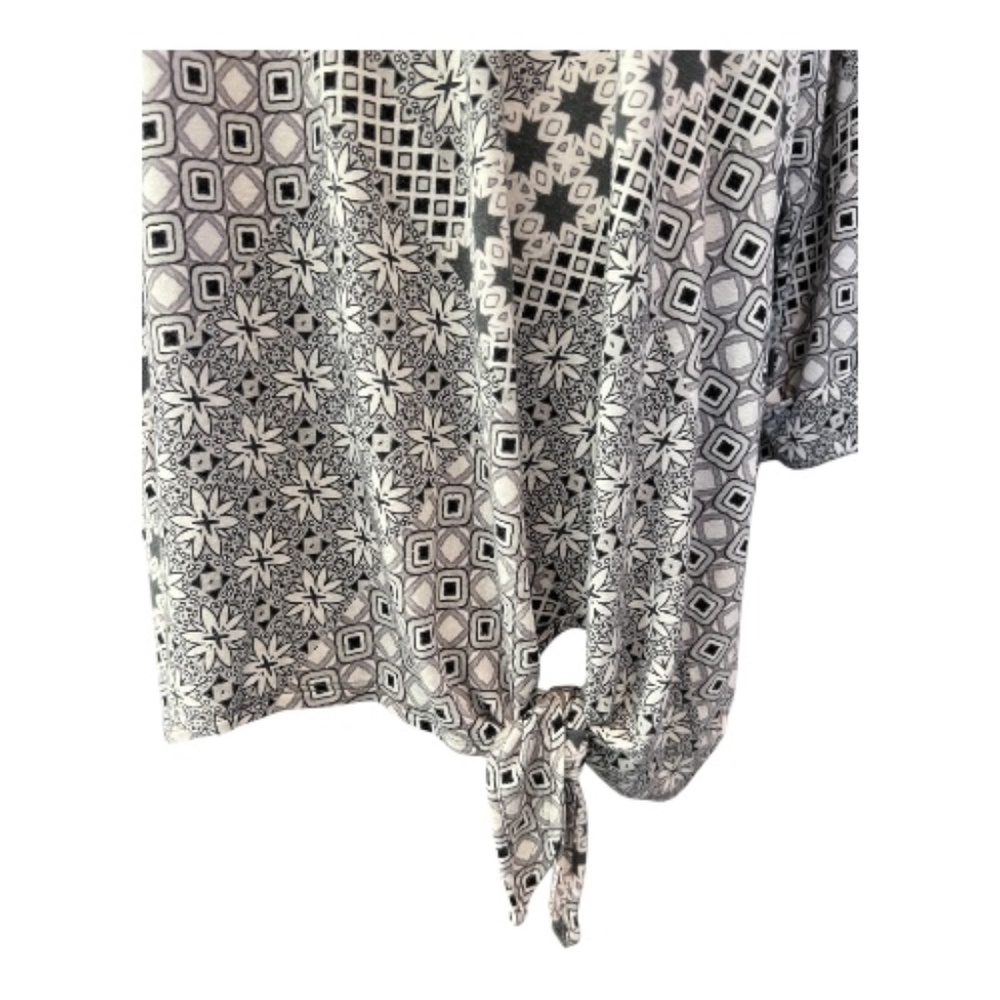 🆕 👚 NWOT CROFT & BARROW Women’s Geometric Floral 3/4 Sleeve Blouse | Size 1X - Picture 4 of 9
